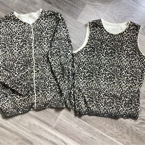 Sweater set cardigan with vest.